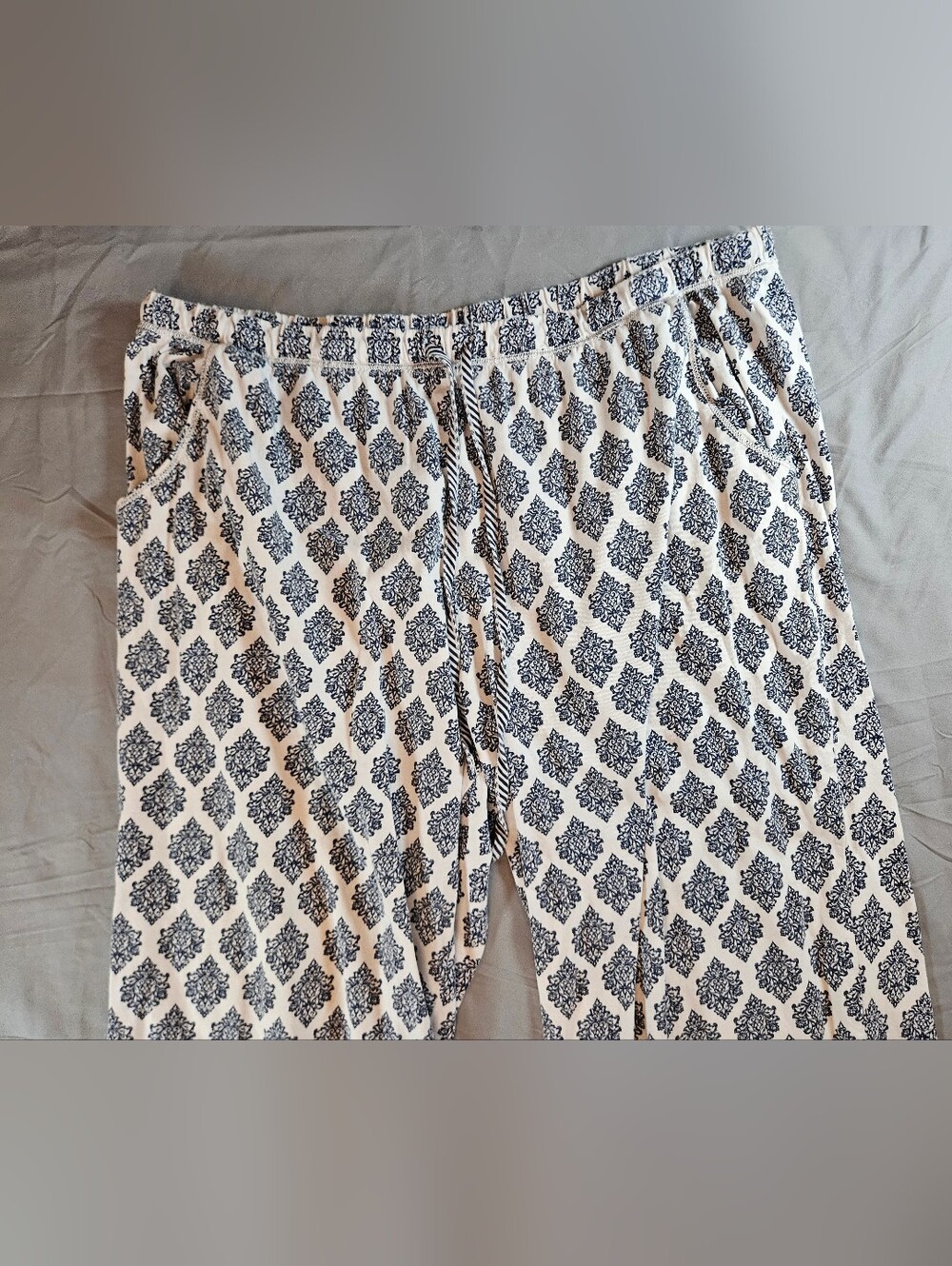 Carole Hochman Womens White And Blue Geometric Print Pajama Capri Pants Size XXL - Picture 3 of 15